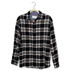 NWT Hudson & Barrow Men’s Black and Brown Plaid Button Down Flannel Size Small